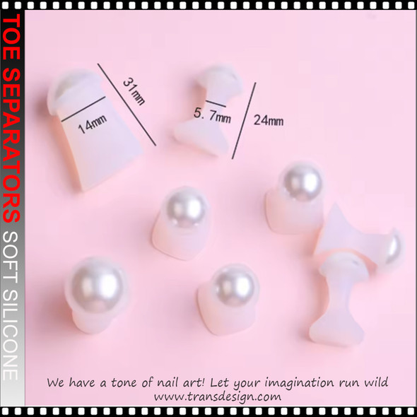 TOE SEPARATORS Soft Silicone with White Pearl 8pcs