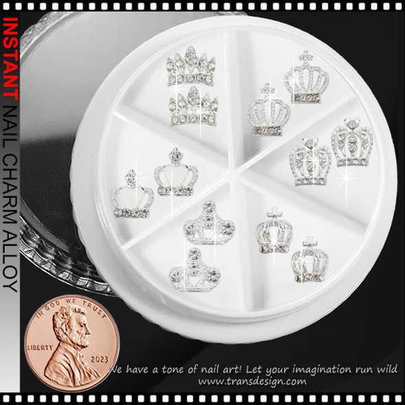 NAIL CHARM RHINESTONE Silver Crows with Crystal AB Rhinestone 12/Case