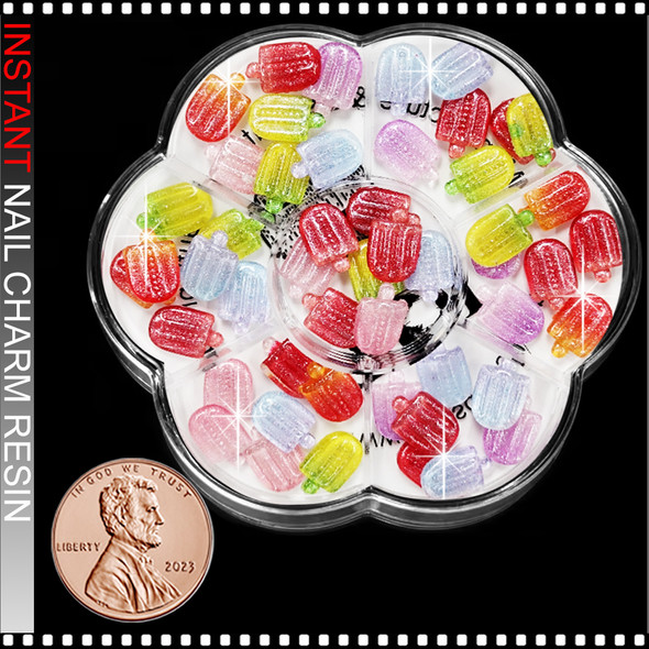 NAILS CHARMS RESIN Icecream Bar Assorted Color 50/Case