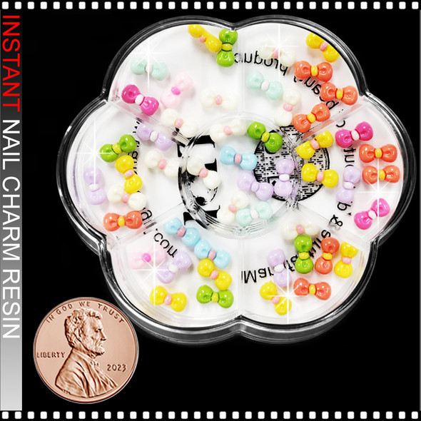 NAIL CHARM RESIN Mini Bows Pastel Assorted Color 50/Case