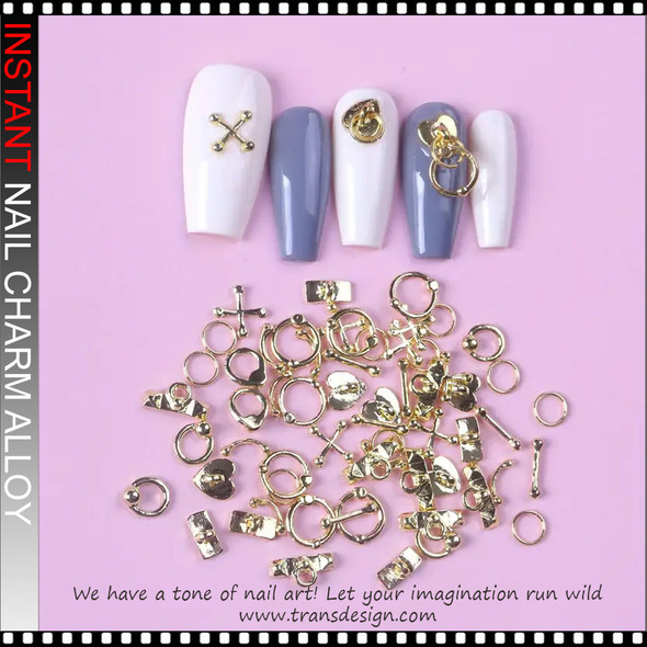 NAIL CHARM ALLOY Gold Vintage Punk 50/Case