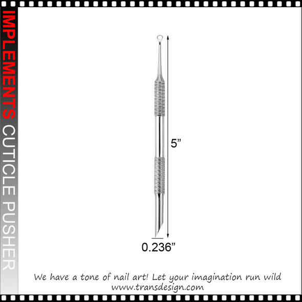 IMPLEMENTS Stainless Steel Circle Beveled Head Cuticle Pusher 5.5"