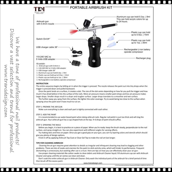 PORTABLE AIRBRUSH Kit with Airbrush Gun Black