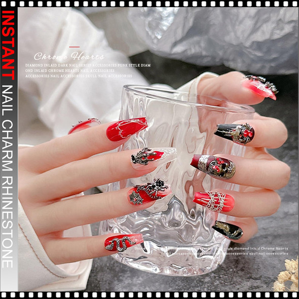 NAIL CHARM RHINESTONE Alloy Skull, Spider Web, Snake 6/Case