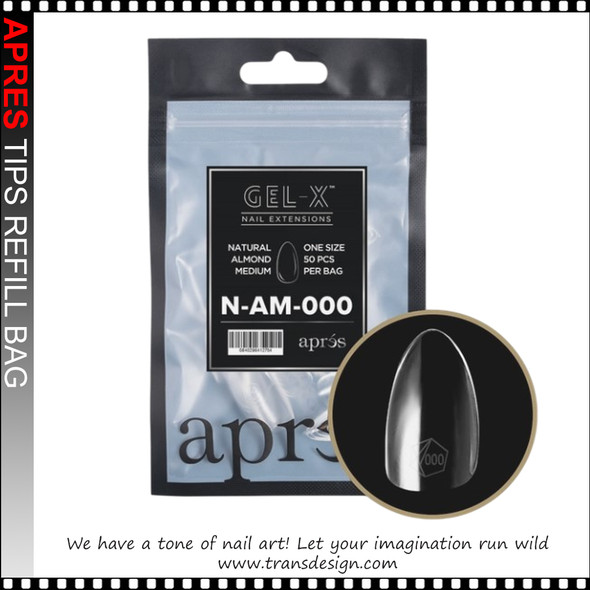 APRES GEL-X Natural Almond Medium Refill Bag 30/pk