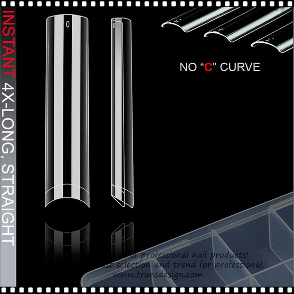 INSTANT NAIL TIP 4X-Long, No "C",  Straight Square, Half Cover, Clear 240/Box #YS-125C INSTANT NAIL TIP 4X-Long, No "C",  Straight Square, Half Cover, Clear 240/Box #YS-125C