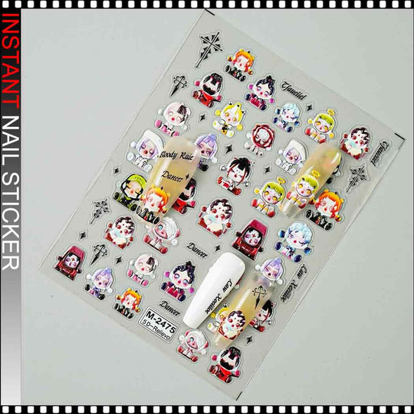 NAIL STICKER 5D Chibi Fantasy Gothic Characters#M-2475 NAIL STICKER 5D Chibi Fantasy Gothic Characters#M-2475