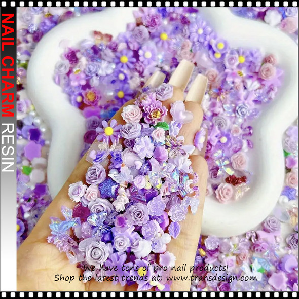 NAIL CHARM RESIN Mixed Style Rose Flower, Buds, Pearls, Bowknots, Leaves 50/Pack  #1 NAIL CHARM RESIN Mixed Style Rose Flower, Buds, Pearls, Bowknots, Leaves 50/Pack  #1