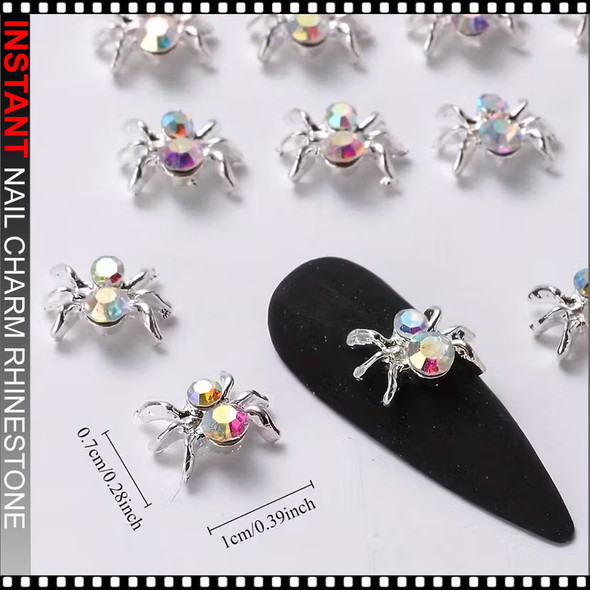 NAIL CHARM RHINESTONE Halloween 3D Metal Spider 6/Case #1