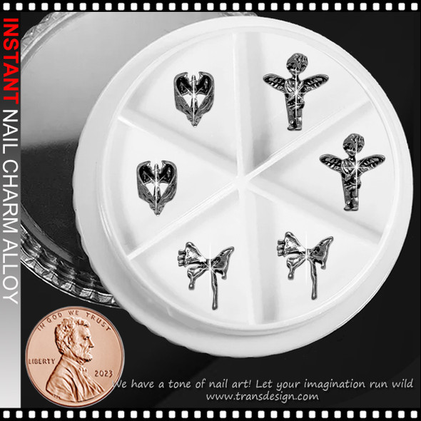 NAIL CHARM ALLOY Gothic Heart, Angel, Dripping Bow 6/Case  NAIL CHARM ALLOY Gothic Heart, Angel, Dripping Bow 6/Case