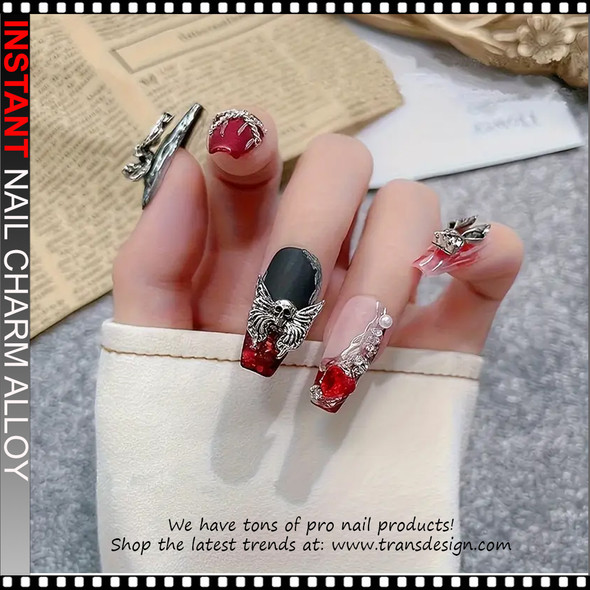 NAIL CHARM ALLOY Gothic Heart, Angel, Dripping Bow 6/Case 