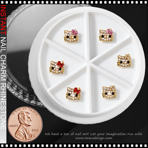 NAIL CHARM RHINESTONE HELLO KITTY MIX – RED, CLEAR & PINK, 6/CASE