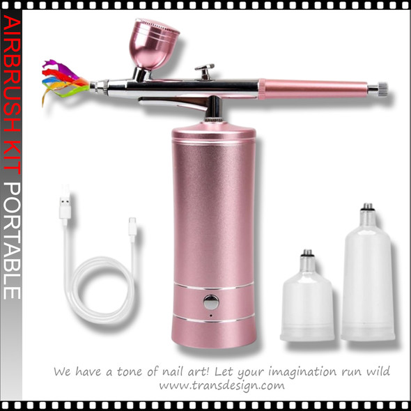 PORTABLE AIRBRUSH Kit with Airbrush Guns Pink