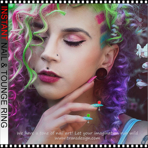 NAIL CHARM & TONGUE Colorful Dice Barbell 6/Case #2