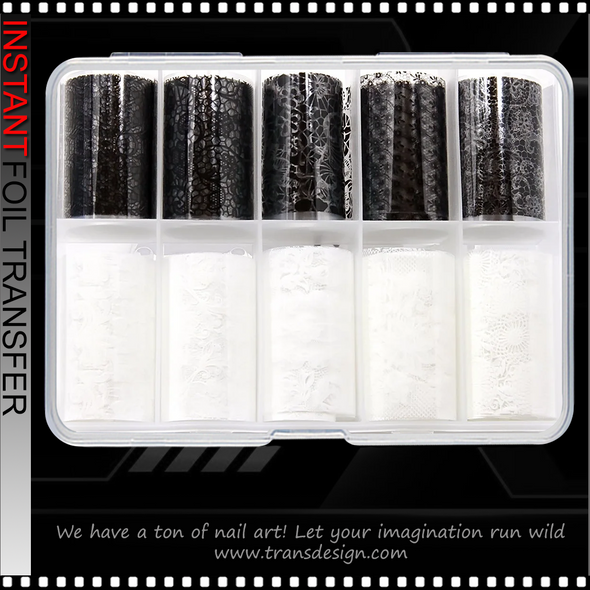 INSTANT FOIL Black & White Abstraction Design, 10 Rolls/Case 