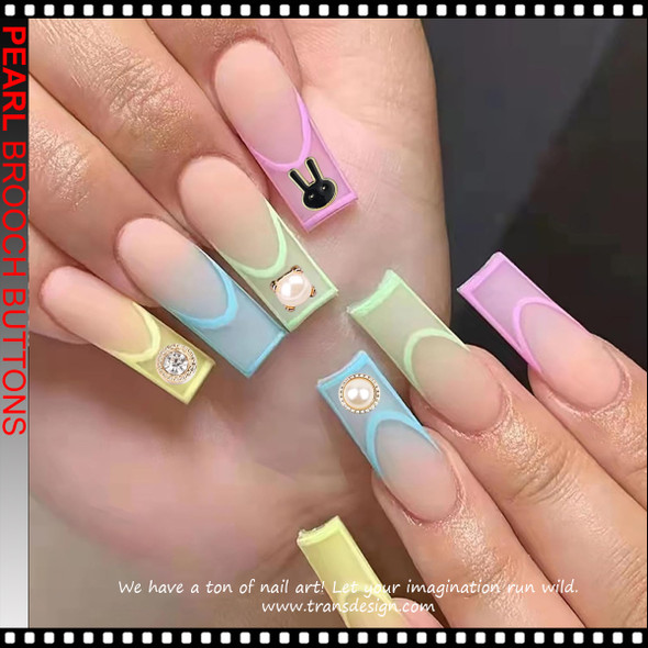 NAIL CHARM Brooch Buttons Safety & Stylish  6/Case