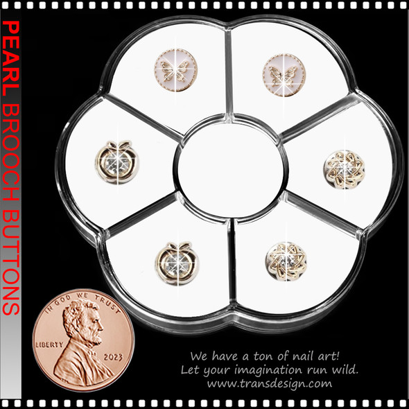 NAIL CHARM Brooch Buttons Safety & Stylish  6/Case