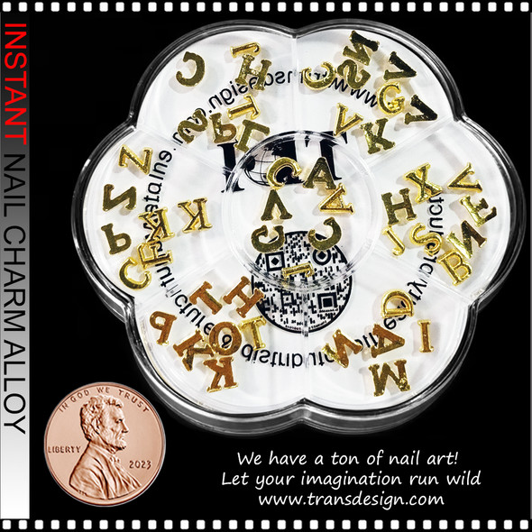 NAIL CHARM ALLOY Alphabet Gold 50/Case