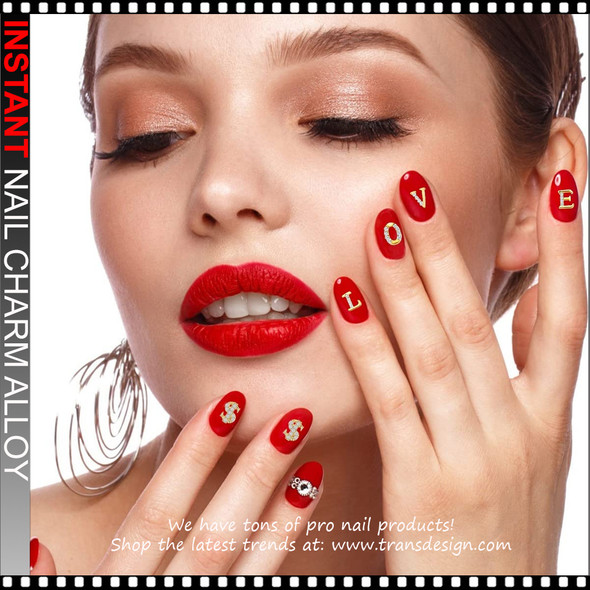 NAIL CHARM ALLOY Alphabet Silver 50/Case