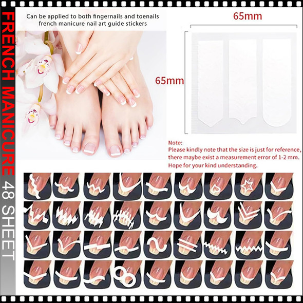 FRENCH MANICURE Guides Self-Adhesive 24 Sheet/1000Pcs *