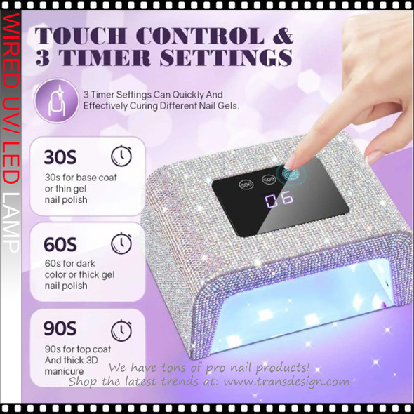 WIRED UV/ LED Lamp, Rhinestone AB 15 Watt.