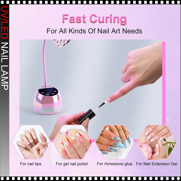 LED/UV Lamp, Iridescent Pink, Rechargeable, 36 Watt