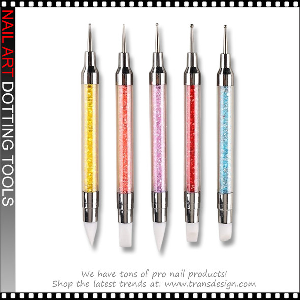 NAIL ART Double-End Silicone & Metal Dotting Tool 5/Pack
