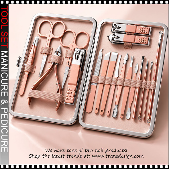 IMPLEMENT Manicure & Pedicure Tool Set 19/Case