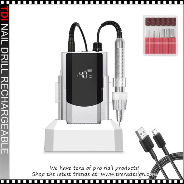 TDI Nail Drill High Speed Rechargeable Silver