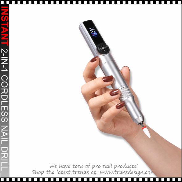 INSTANT Nail Drill Portable 2-in-1 Rechargeable, Silver