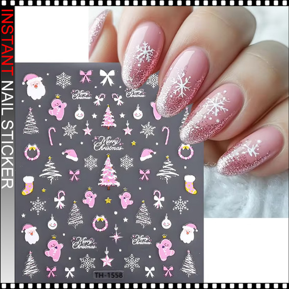 NAIL STICKER CHRISTMAS Pink #TH-1558