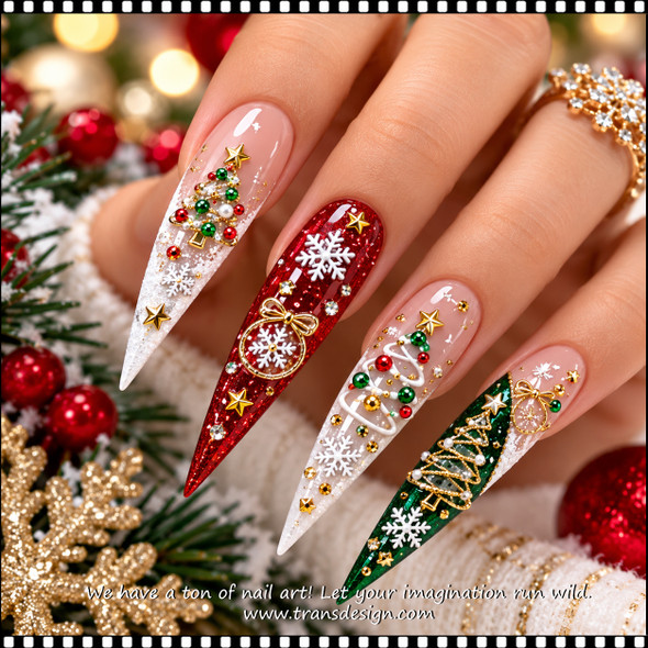 5D NAIL STICKER – CHRISTMAS TREES, ORNAMENTS & SNOWFLAKES #SD-2519
