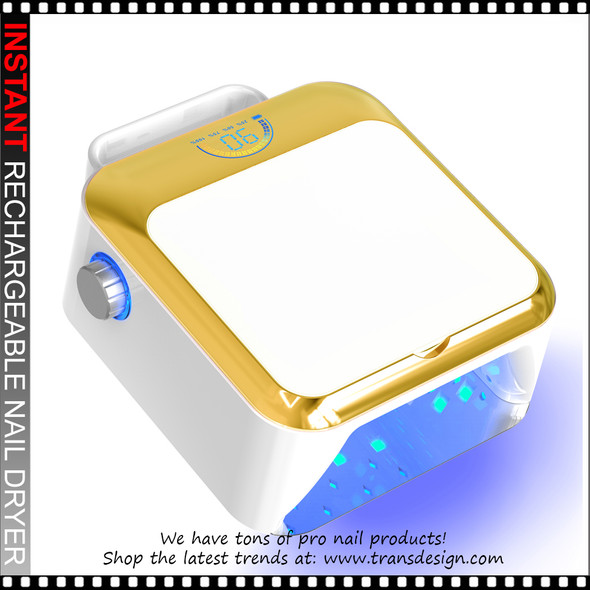 Rechargeable Nail Dryer with LED Screen 90W, White + Gold  #NLS19