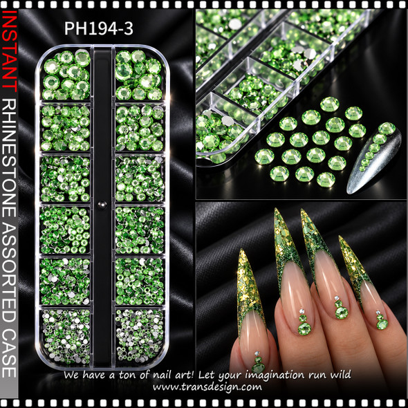 RHINESTONE RESIN Round, Peridot Green 1440/Case #PH194-3 *