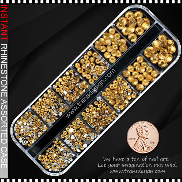 RESIN RHINESTONE Round, Gold Crystal 1440/Case #PH194-5