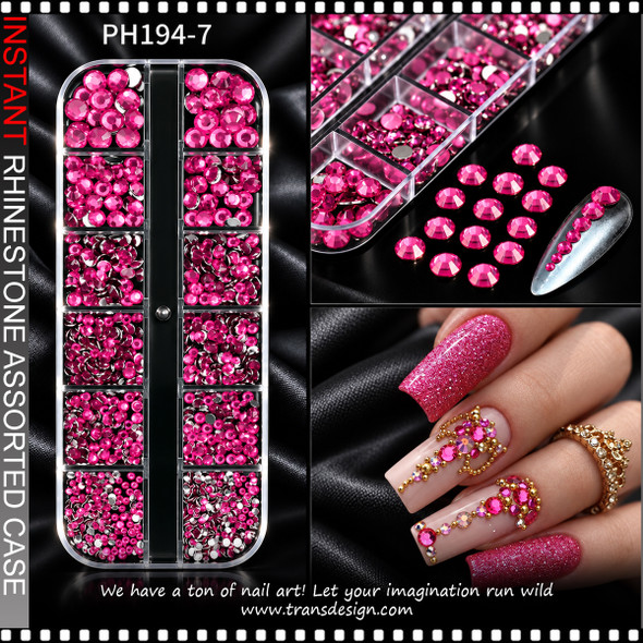RHINESTONE RESIN Round, Fuchsia 1440/Case #PH194-7 *
