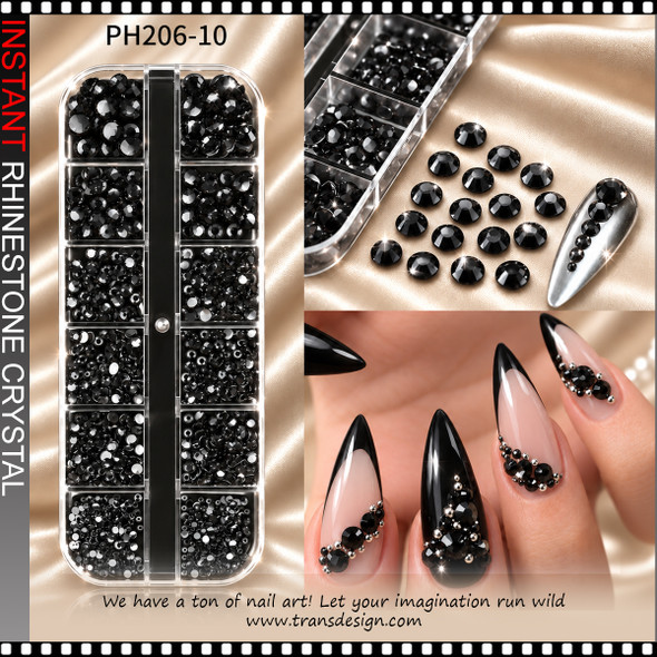 RHINESTONE CRYSTAL Round, Jet Black 1500/Case #PH206-10