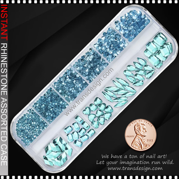 RESIN RHINESTONE Mixed, Aqua Blue/Case #PH192-6
