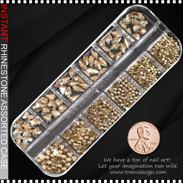 RESIN RHINESTONE Mixed, Champagne Gold/Case #PH140-5