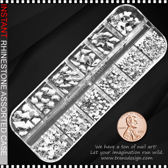 RESIN RHINESTONE Mixed, Silver Crystal/Case #PH140-8