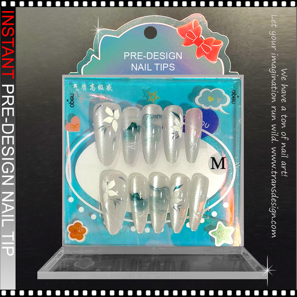 Milky White Shimmer Botanical Press-On Nails