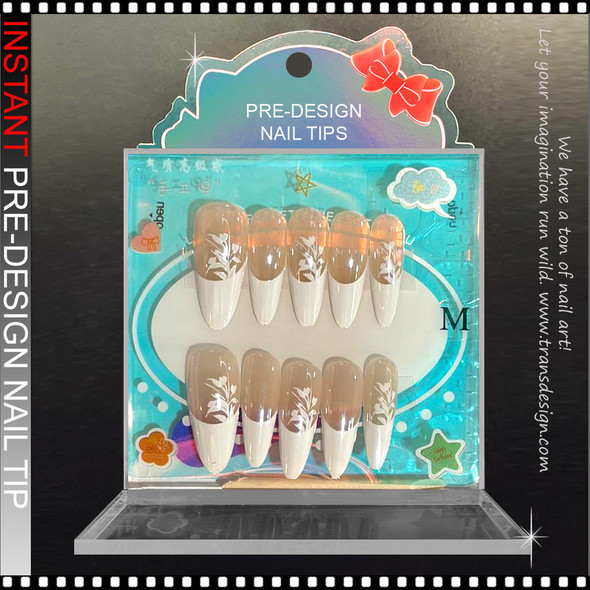 Caramel Nude Leaf Ombre Press-On Nails