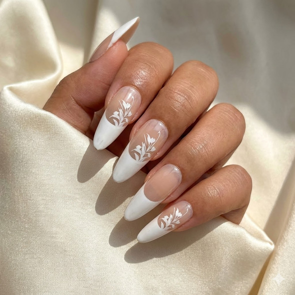 Caramel Nude Leaf Ombre Press-On Nails