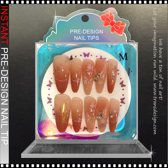 Peach Coral Ombre Floral Press-On Nails