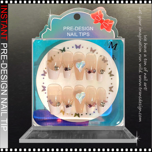 Iridescent Heart Nude Press-On Nails