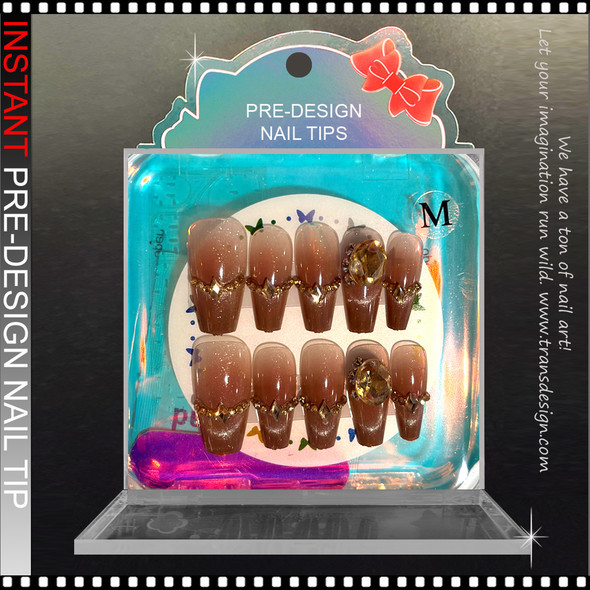 Champagne Glitter Gold Chain Press-On Nails