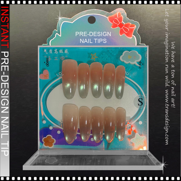 Nude to Olive Chrome Ombre Press-On Nails