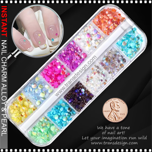 NAIL CHARM RESIN BEAD Aurora Jelly, Rainbow Glass/Case