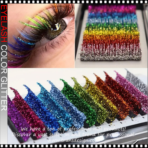 EYELASH Volume, 12 Assorted Color  Glitter, D Curve, 12mm | 0,48" Length
