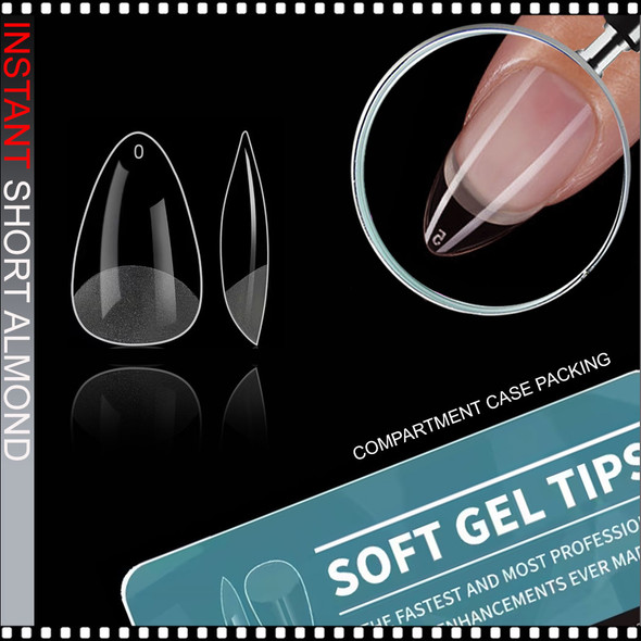 SOFT GEL TIP Almond , Short, Simi-frost, 550 Tips/Case